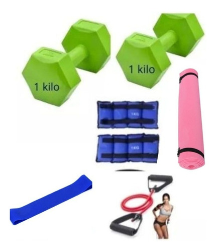 Kit Set Ejercicio Entrenamiento  Pesa Banda Mancuerna