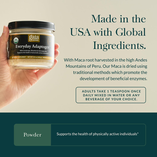 Gaia Herbs Diry Adaptogen Powder: Ayuda A Proporcionar Sopor