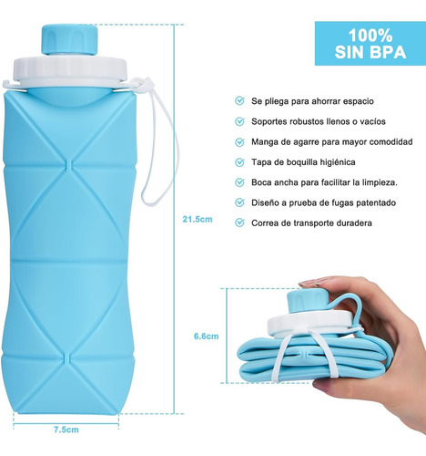 Botella Agua Plegable Con Válvula, Botella Flexible Sin Bpa