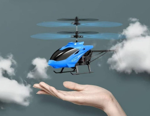 Helicóptero Drone De Control Remoto Recargable Con Led Color Azul,helicoptero Control Remoto