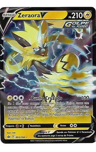 Original Carta Pokemon Lendaria ultra rara Zeraora V em Promoção