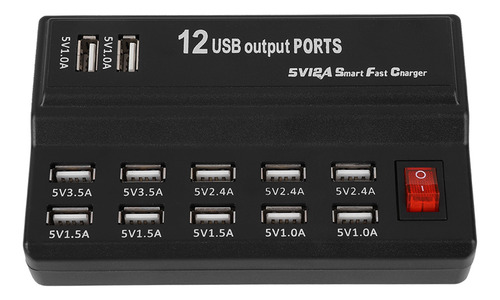 Hub Usb De 12 Puertos, 5 V, 12 A, Adaptador De Corriente, Es