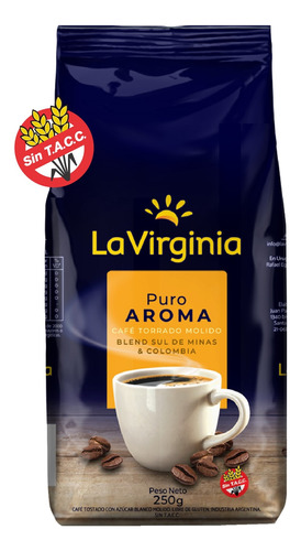 Cafe Torrado Molido Puro Aroma La Virginia con 250 Gr