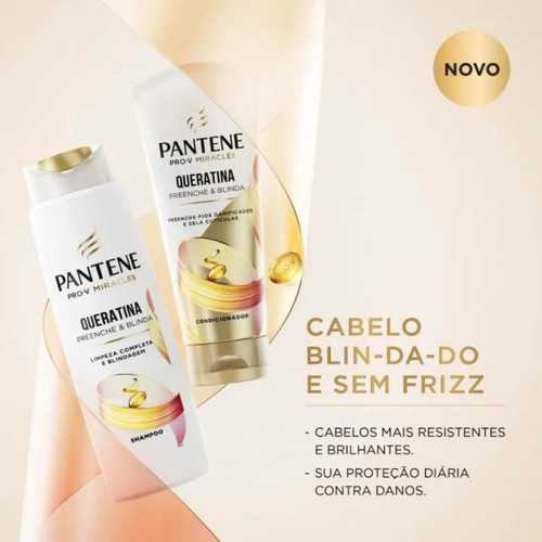 Kit C/ 6 Shampoo Pantene Queratina 300 Ml