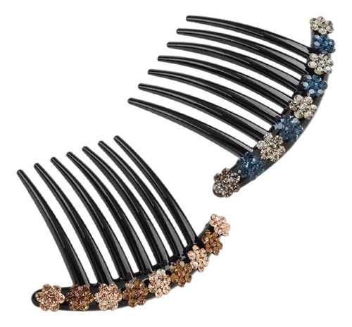 2 Uds Peine De Diamantes De Imitación Clip Updo Bun Maker