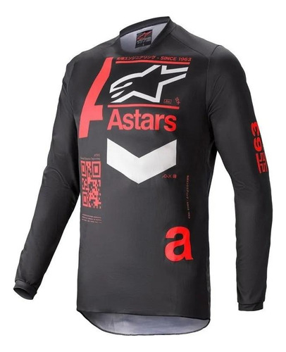 Camisa Alpinestars Fluid Chaser 21 Preto Vermelho Tam M