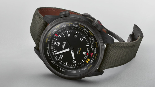 Reloj Oris Propilot Altimeter 0179377758734-set Carbono Correa Negro Bisel Negro Fondo Negro
