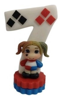 Topo De Bolo Arlequina / Vela De Aniversário Em Biscuit