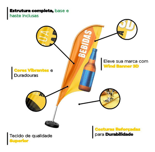 Wind Banner 3d Kit Completo Bebidas Dupla Face Modelos