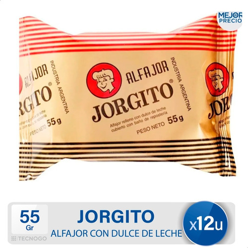  Alfajor Jorgito Chocolate Dulce De Leche - Pack X12