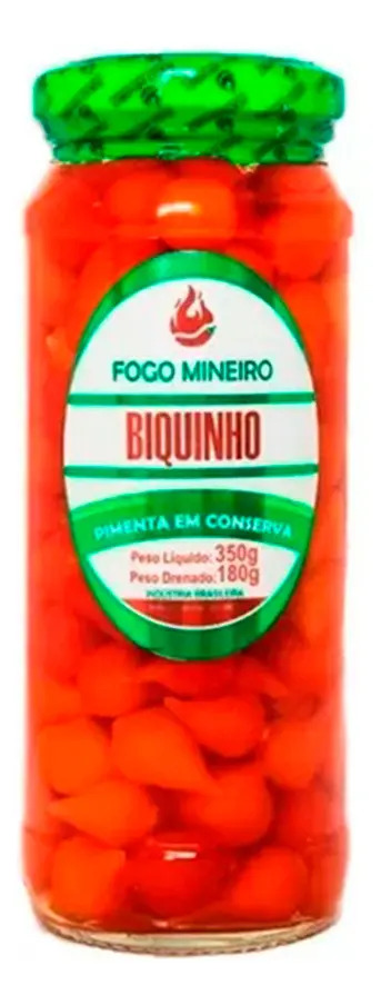 Pimenta Biquinho Vermelha Em Conserva Fogo Mineiro 350g Inteira Pote de Vidro Sabor Suave Aperitivo Petisco