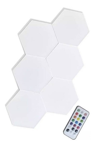 Set De 6 Luces Hexagonales Led Rgb + Control Remoto