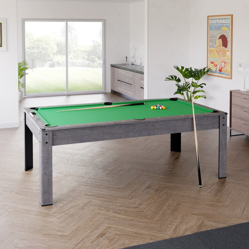 Mesa De Billar Pool Convertible A Comedor De Lujo Xl Gris