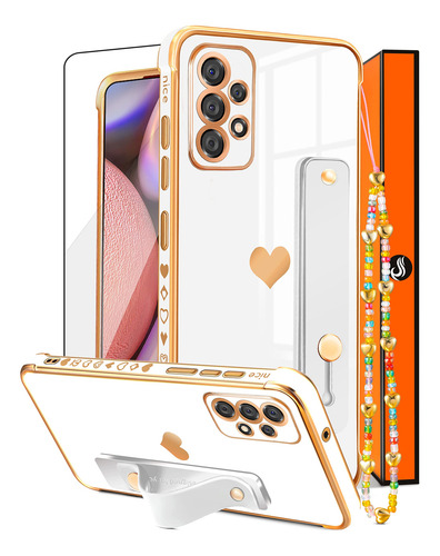 Funda Para Galaxy A53 5g Blanco And Dorado Plastico
