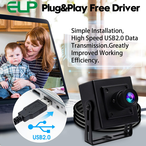 Cámara Usb Webcam Elp Mini Box De 5 Mp Hd Con Lente De 3.6 M
