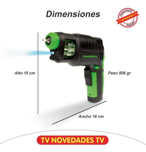 Taladro Destornillador Eléctrico E Inalámbrico Hammersmith Color Negro 100V 240V 6V
