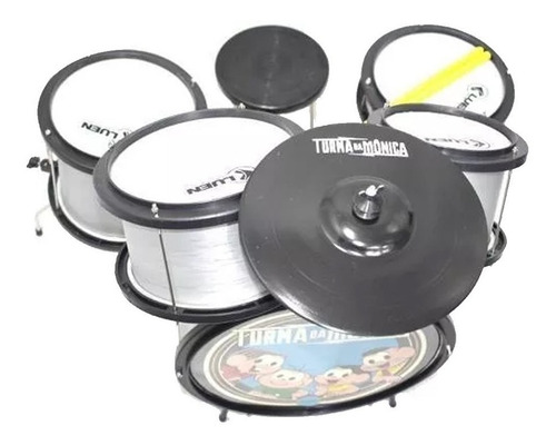 Bateria Infantil Luen Pop Turma Da Mônica Kids Preta E Prata