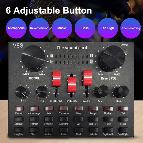 V8s Live Streaming Sound Adapter Teléfono Portátil Micróf