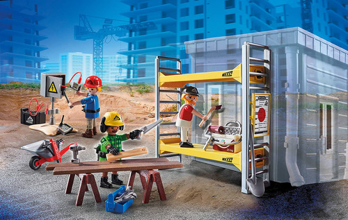Andaime Toy Playmobil Com Trabalhadores Para Crianças De 5 A