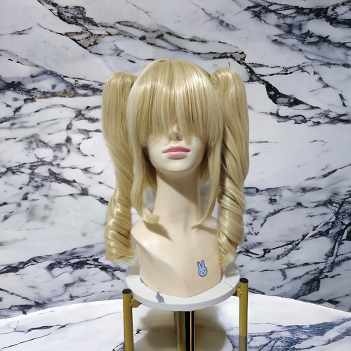 Peluca Rubio Cabello Ondulado De Coletas De Clip Con Fleco