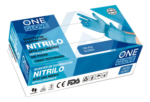 Guantes De Nitrilo Azul Reforzado Con Anmat Caja X 100u