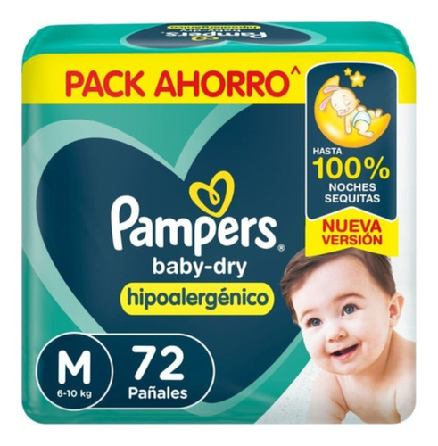 Pañales Pampers Baby-dry M X 72 Unidades