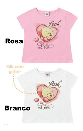 Blusa Pooh Infantil Em Meia Malha Fakini Tamanhos 1à3  02406