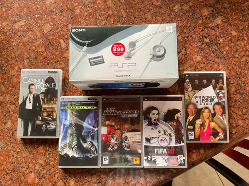 Psp-1004 Sony Portátil Completo 3 Jgos. + 2 Peliculas Origin (Usado)