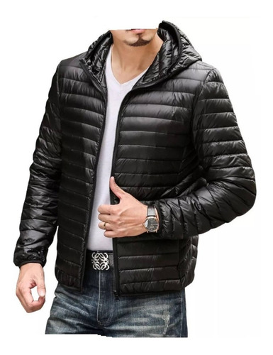 Campera Hombre Capucha Inflable Microfibra Alta Termicidad