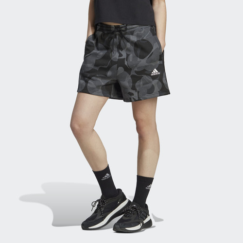 Shorts Fleece Estampado Floral 3-stripes adidas