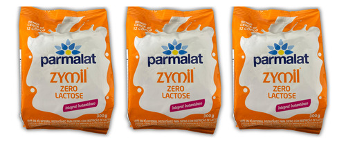 Kit 3 Un Leite Em Pó Integral Zymil Parmalat S/lactose 300g
