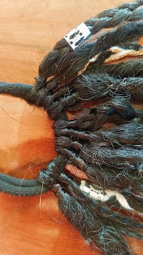 Aplique Cola De Rastas Kanekalon 50cm Raiz Negra Con Cuerpo Marron Cobrizo
