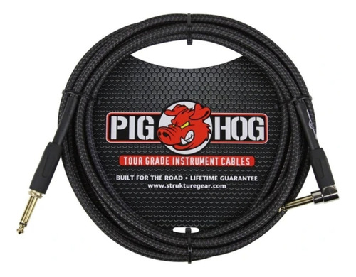 Cabo Pig Hog Black Woven Para Instrumento 3 Metros, Plug L