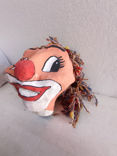 Cabeza De Títere Papel Maché Cara De Payaso Pintada A Mano (Usado)