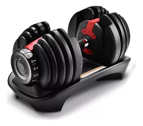 Halter Ajustável Dumbbell Regulável Musculação Até 24kg Cor Preto e Vermelho