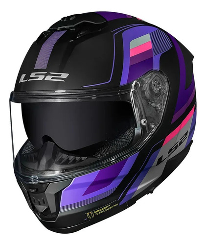 Capacete Ls2 Ff808 Stream 2 Vintage Roxo Fosco Óculos Solar