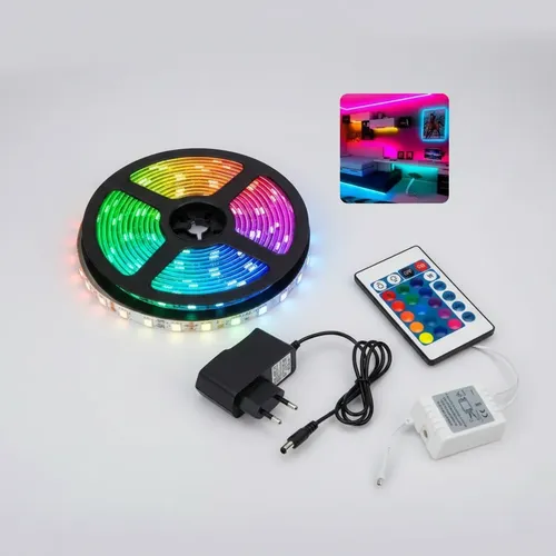 Fita Led 5 Metros Rgb Com Controle E Fonte - R$ 26,1