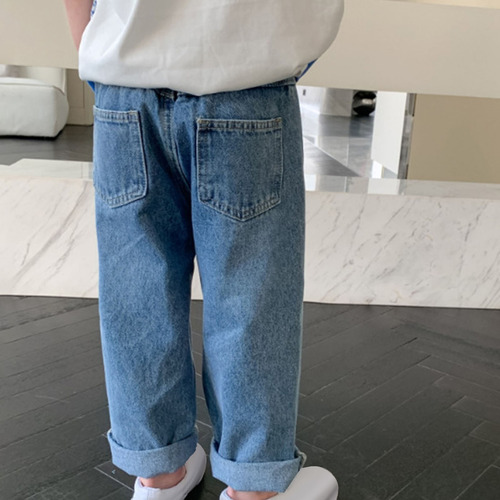 Pantalones Vaqueros Para Niños, Color Liso, Bolsa Elástica C