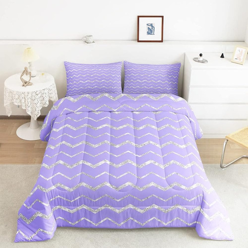 Feelyou Purple Comforter Set Twin Size Para Adolescentes Niñ