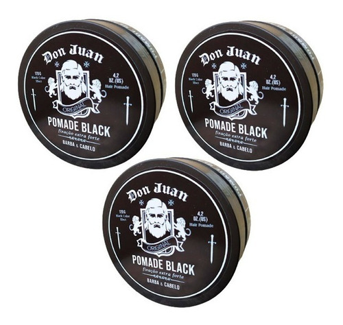 Imagem 2 de 5 de Don Juan Original - Pomada Black - 120g Kit Com 03 Un.