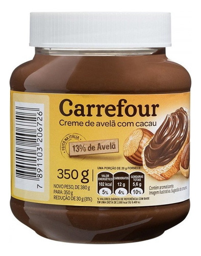 Creme De Avelã E Cacau Carrefour 350g
