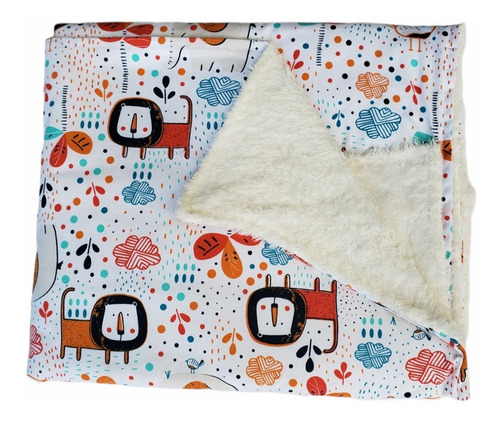 Mantita Doble Gabardina Estampada Forrada Con Corderito