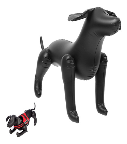 Maniqui Perrito Inflable Color Negro Pvc Tamaño Real Mascota