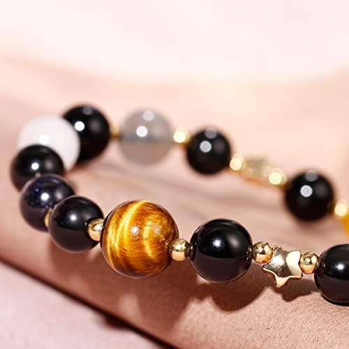 Pulsera Jeweler The Planets Para Mujer, Obsidiana Negra Con