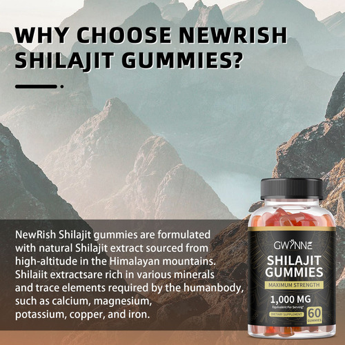 Gwynne Gomitas De Shilajit 120 Unidades Sabor A Frambuesa Y Sandía 2pcs