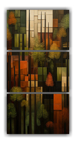 90x180cm Conjunto 3 Cuadros Abstractos Bosques Lienzo Decora
