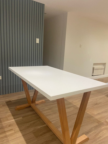 Mesa De Madera Laqueada Semimate Blanca