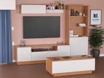 Comprar Combo Mesa Tv + Biblioteca + Mesa Ratona + Repisa Modular