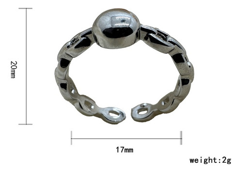 Anillo Cadena Con Circulo Plateado Diseño Coreano Moda