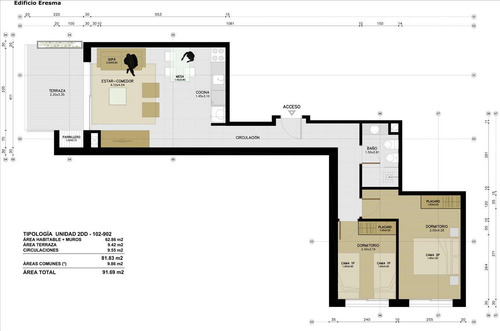 Imagen 11 de 12 de Apartamento Dos Dorm. Contrafrente